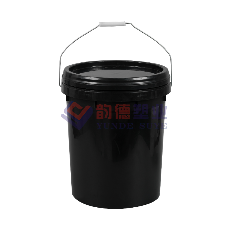 20L欧式黑色带盖PP塑料工业桶